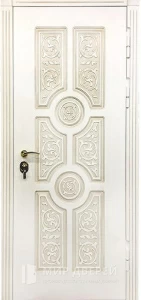 Входная дверь с белой панелью №502 внешняя - фото