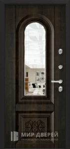 Распашная дверь из шпона с зеркальной вставкой №28 внутренняя - фото